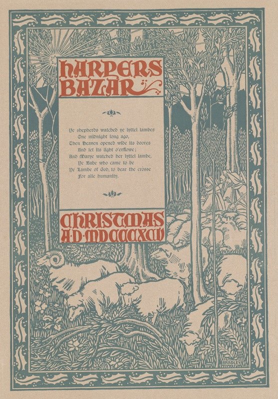 哈珀圣巴扎，公元前圣诞节`Harpers Bazar, Christmas A.D. MDCCCXCV (1895) by Will Bradley
