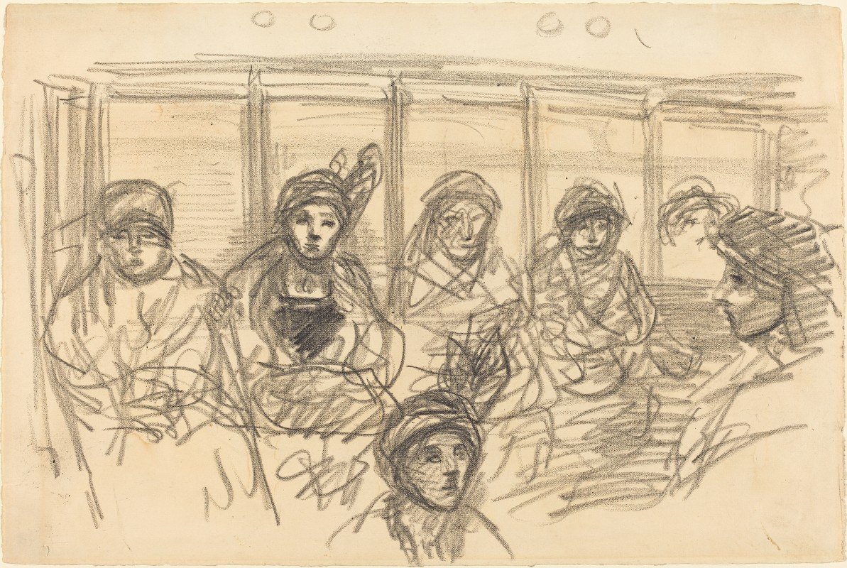 地铁乘客`Riders on the Metro (c. 1890) by Théophile Alexandre Steinlen