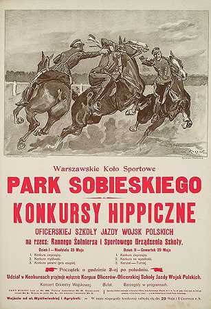 波兰陆军驾驶军官学校嬉皮士比赛`Konkursy hippiczne Oficerskiej Szkoły Jazdy Wojsk Polskich (1928) by Wojciech Kossak
