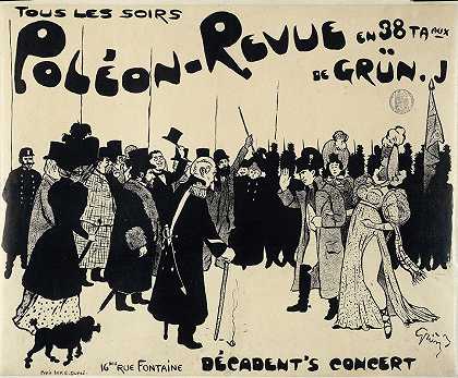 每天晚上Poleon-在38 Ta Aux，de Grun回顾。（j）`Tous Les Soirs Poleon~Revue En 38 Ta Aux ,De Grun. J (1890~1900) by Jules-Alexandre Grün