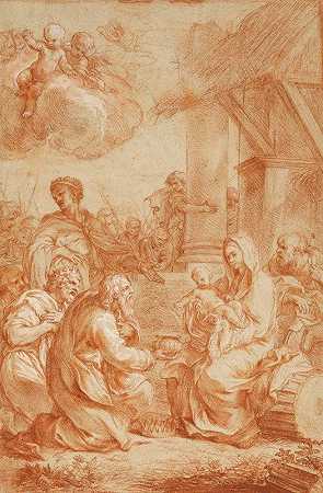 东方三博士的崇拜`The Adoration of the Magi (1665) by Guillaume Courtois