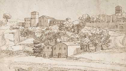 景观研究罗马苏伯斯`Landscape Study; Surburbs of Rome (1606–80) by Giovanni Francesco Grimaldi