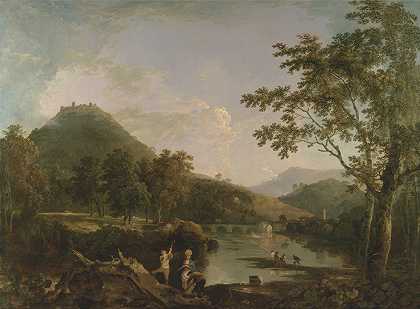 从水平方向看布兰城`Dinas Bran from Llangollen (1770 ~ 1771) by Richard Wilson
