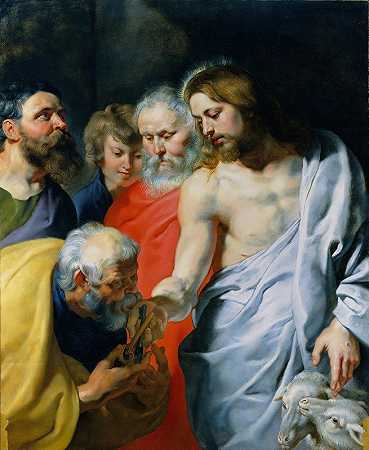 基督这是对彼得的指控`Christs Charge to Peter (c. 1616) by Peter Paul Rubens