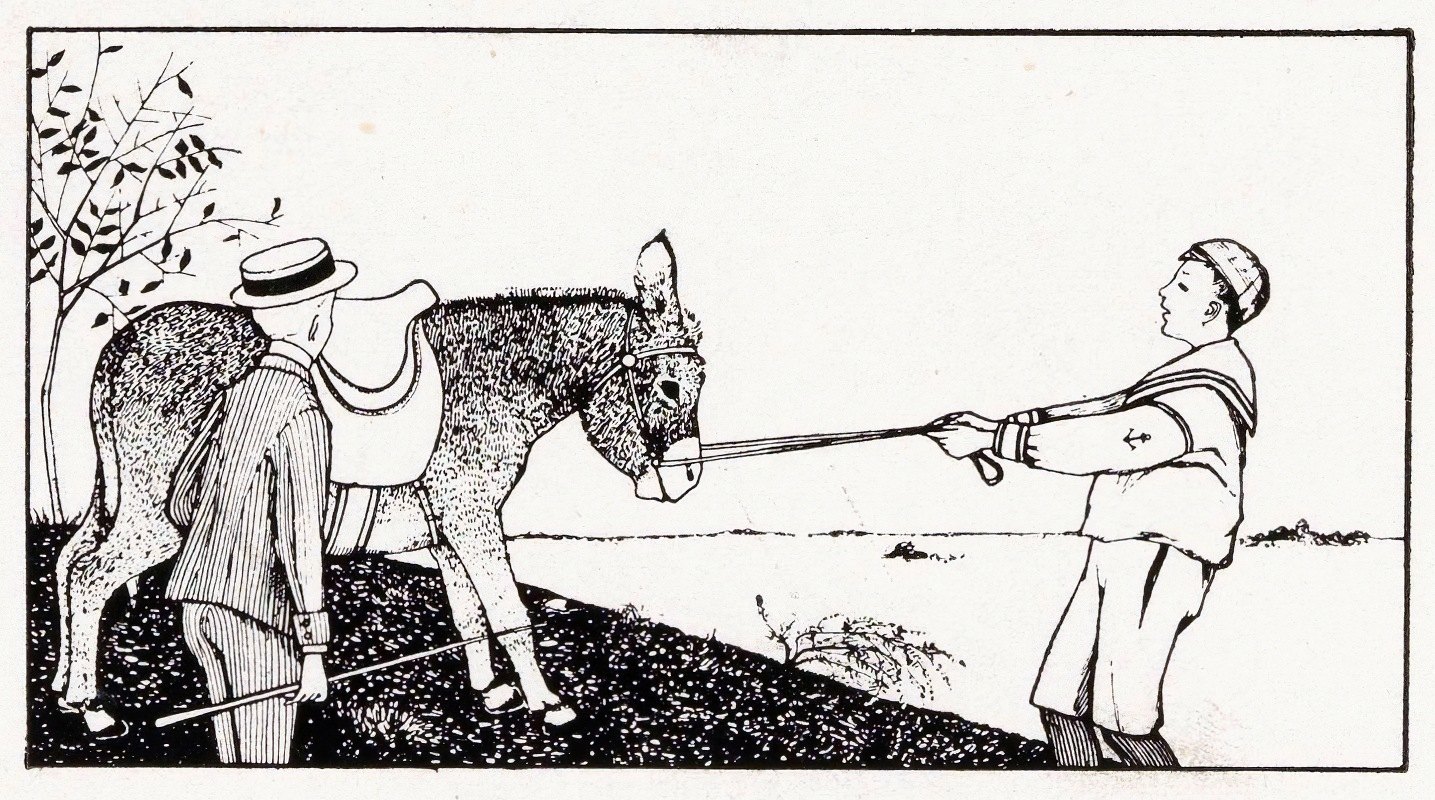 两个男孩和一头驴`Twee jongens en een ezel (1887) by Julie de Graag