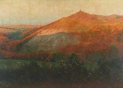 赫曼斯科格尔，哈布斯堡沃茨`Hermannskogel with View of the Habsburgwarte (1909) by Heinrich Tomec