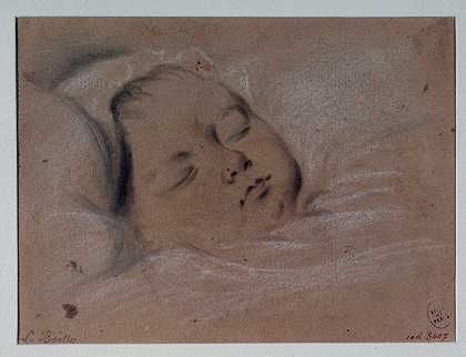 头部睡着的孩子`Tête denfant endormi (1761~1845) by Julien Léopold Boilly