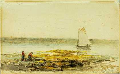 岸上的早晨`Morning on the Shore (1892) by Edward Mitchell Bannister