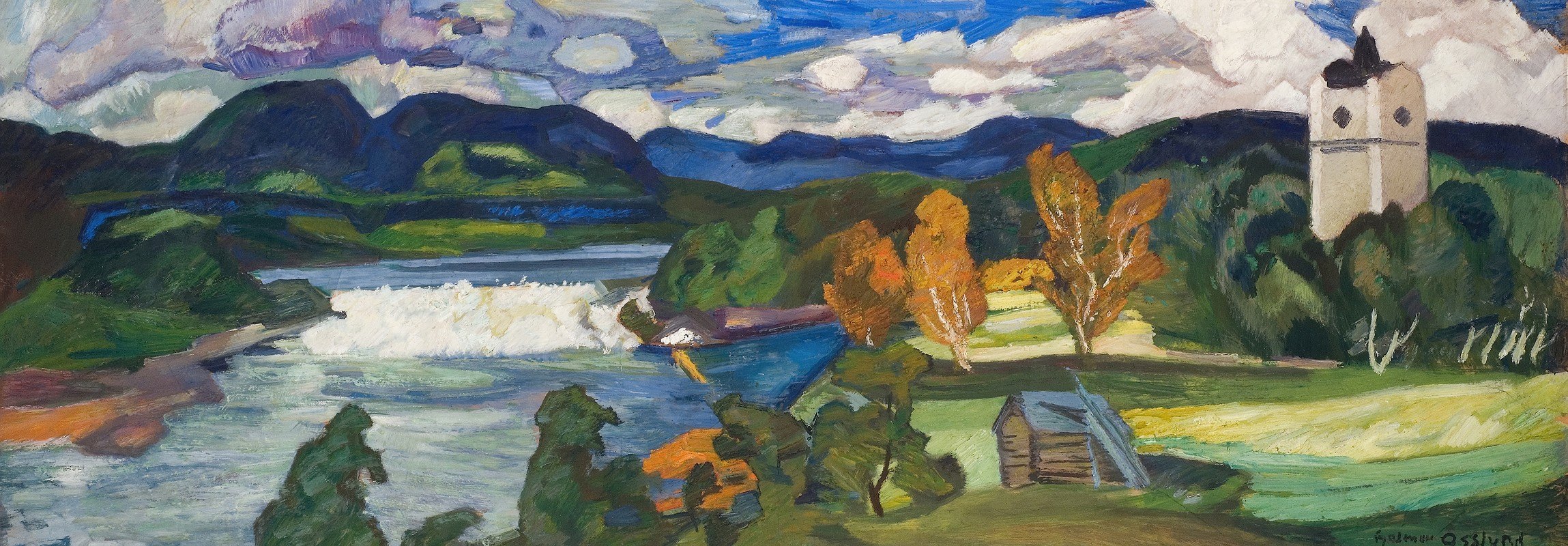 View of Ragunda，Jämtland`View of Ragunda, Jämtland (1928) by Helmer Osslund