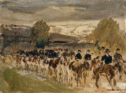 在从图恩到弗里堡的行进中，诺伊沙特尔的炮兵`The Artillery of Neuchâtel on the March from Thun to Fribourg by Hans Sandreuter