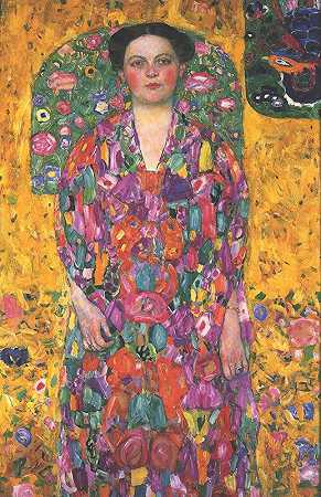 尤金妮娅·普里马维西肖像`Portrait of Eugenia Primavesi (1913) by Gustav Klimt