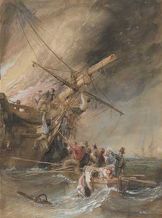 海上火灾`Fire at Sea (1820–46) by Clarkson Stanfield