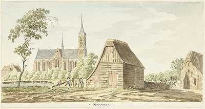 胡纳尔村的景色`Gezicht op het dorp Hoornaar (1784) by Hendrik Tavenier