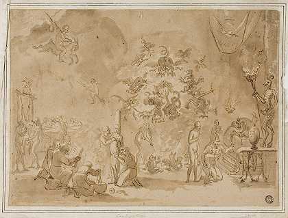 巫术和魔鬼崇拜的场景`Scene of Witchcraft and Devil Worship by David Teniers The Younger