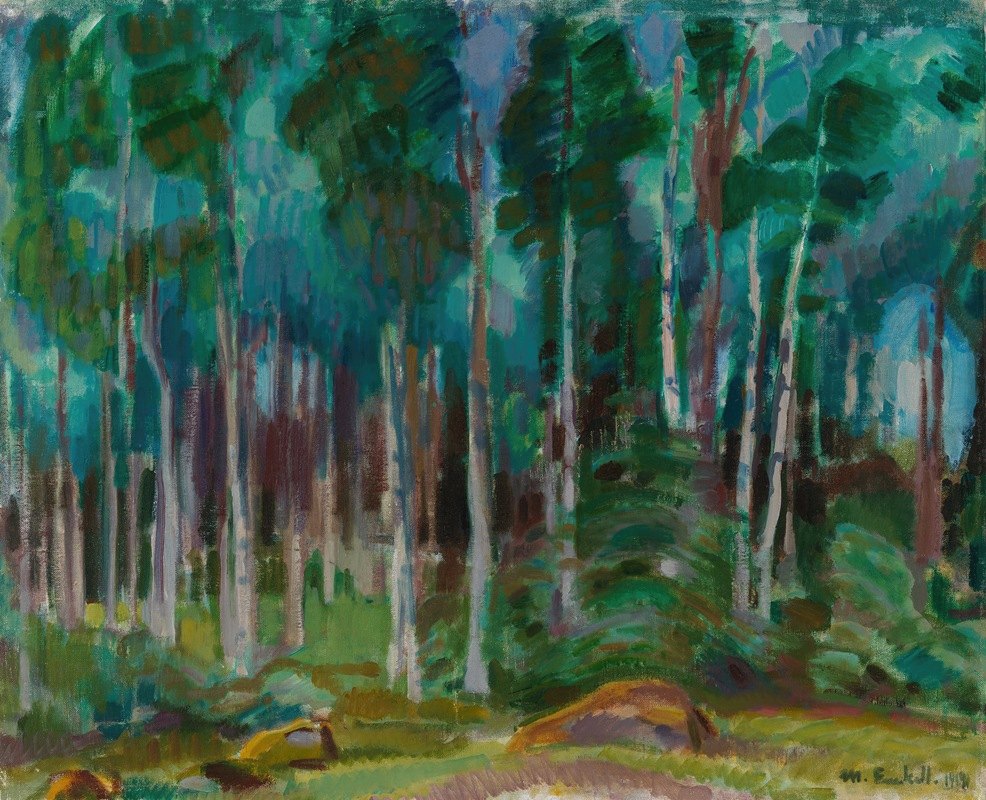 Väksy的桦树`Birches in Vääksy (1919) by Magnus Enckell