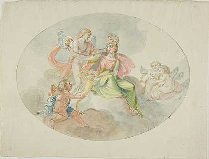 丰饶的寓言（天花板绘画草图）`Allegory of Abundance (Sketch for a Ceiling Painting) by Domenico Pozzi
