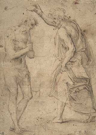 基督的洗礼`The Baptism of Christ (16th century) by Moncalvo (Guglielmo Caccia)