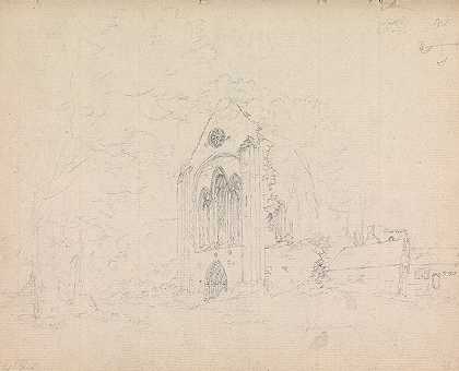 一座废弃修道院的建筑研究`Architectural Study of a Ruined Abbey (1791) by James Moore
