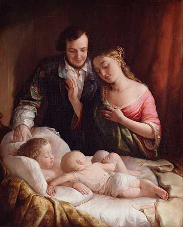 家庭幸福`Domestic Happiness (1849) by Lilly Martin Spencer