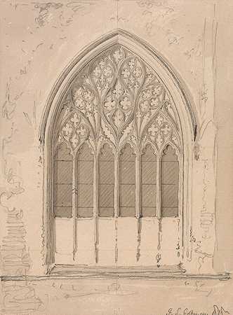 诺福克斯内蒂沙姆教堂西窗`West Window of Snettisham Church, Norfolk (1818) by John Sell Cotman