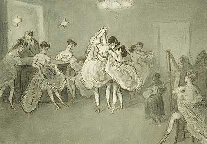 在妓院跳舞的女人`Women Dancing in a Brothel (ca. 1865) by Constantin Guys