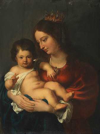 麦当娜和祝福婴儿耶稣`Madonna with the blessing baby Jesus