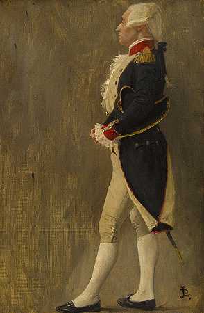 Vault 钢铁，拉斐特侯爵的轮廓`La voûte dacier, silhouette du marquis de Lafayette (1889) by Jean-Paul Laurens