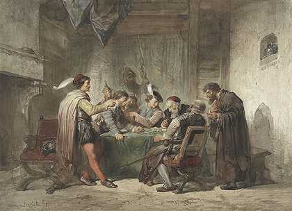 卖赃物`Het verkopen van de buit (1859) by Herman Frederik Carel Ten Kate