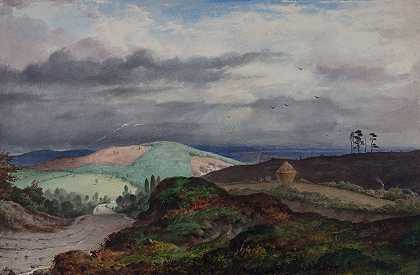 从纪念碑山-雷雨`From The Monument Hill – Thunderstorm (1850~1880) by Elijah Walton