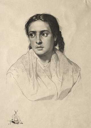 女孩的头`Head of a Girl (1870) by Hans Meyer