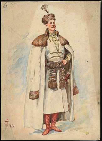 不明意大利歌剧服装设计牌6`Unidentified Italian opera costume design plate 6 (1905) by W. Fasienski