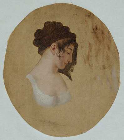 一位年轻女子的简介头`Profile of a Young Womans Head (circa 1794) by Louis Léopold Boilly