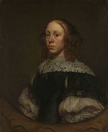 女人的肖像`Portrait of a Woman (1671) by Pieter van Anraedt
