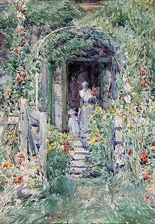 花园的辉煌`The Garden in Its Glory (1892) by Childe Hassam