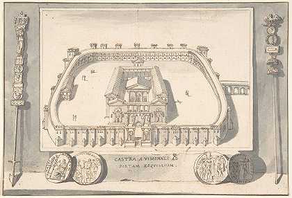 埃斯奎林门Viminal山上一座城堡的重建`A Reconstruction of a Castle on the Viminal Hill at the Esqualine Gate (before 1704) by Jan Goeree