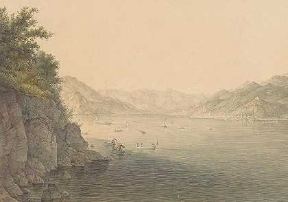 科莫湖上的瓦雷纳`Varenna aan het Comomeer (1824 ~ 1888) by Karoly Lajos Libay