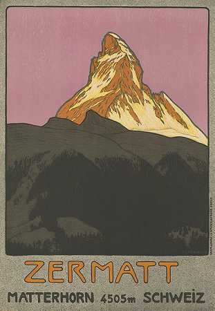 马特霍恩泽马特4505m Schweiz`Zermatt, Matterhorn 4505m Schweiz (1908) by Emil Cardinaux