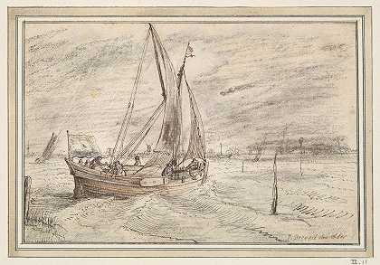 早早在暴风雨中航行的船`Boat Sailing in Stormy Weather early (17th century) by Cornelis Claesz. van Wieringen