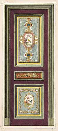带有中国图案的门的装饰设计`Design for the decoration of a door with Chinese motifs (1830–97) by Jules-Edmond-Charles Lachaise