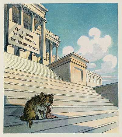 它他们对待那只猫的方式真可惜！`Its a shame the way they treat that cat! (1910) by Udo Keppler