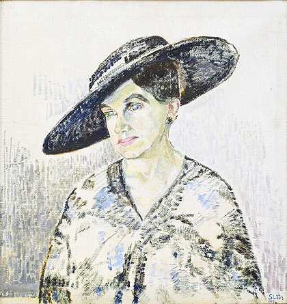 玛丽亚·席尔德克内特肖像`Portrait of Maria Schildknecht (1917) by Milly Slöör