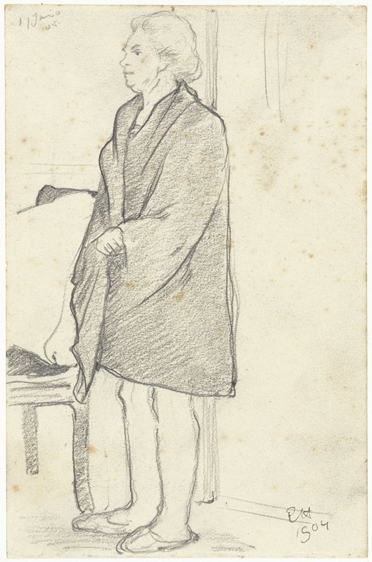 穿着拖鞋的站立女子（范德沙尔克·范德霍芬夫人）`Staande vrouw op sloffen (Mevrouw van der Schalk~van der Hoeven) (1904 ~ 1905) by Richard Nicolaüs Roland Holst