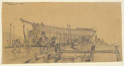 造船厂`Shipyard (1861) by Émile Frédéric Nicolle