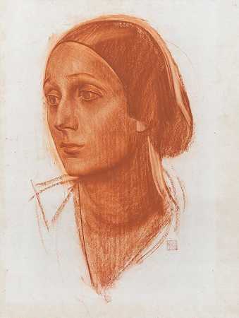 安娜·巴甫洛娃肖像`Portrait Of Anna Pavlova by Alexander Evgenievich Yakovlev