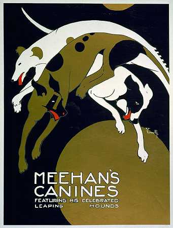 Meehan和他的犬只以他著名的跳跃猎犬为特色`Meehans canines Featuring his celebrated leaping hounds (1970) by Alfonso Iannelli
