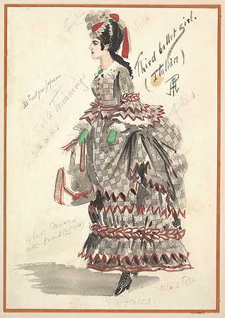 服装设计第三芭蕾舞女孩（意大利语）和`Costume Design for Third Ballet Girl (Italian) (1901) by Percy Anderson