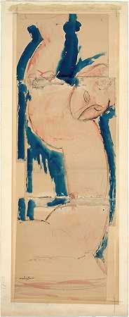 石蕊玫瑰和蓝色`Caryatid; Rose and Blue (1912–14) by Amedeo Modigliani