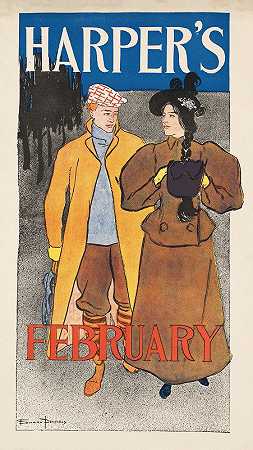 哈珀二月`Harpers February (1896) by Edward Penfield