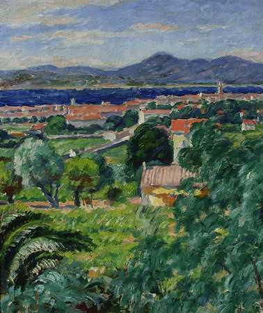 圣特罗佩斯风景`Landscape from Saint~Tropez (1910) by Józef Pankiewicz