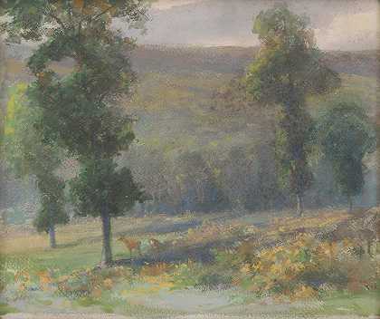有鹿的小树林`A grove with deer (1905) by Ľudovít Čordák